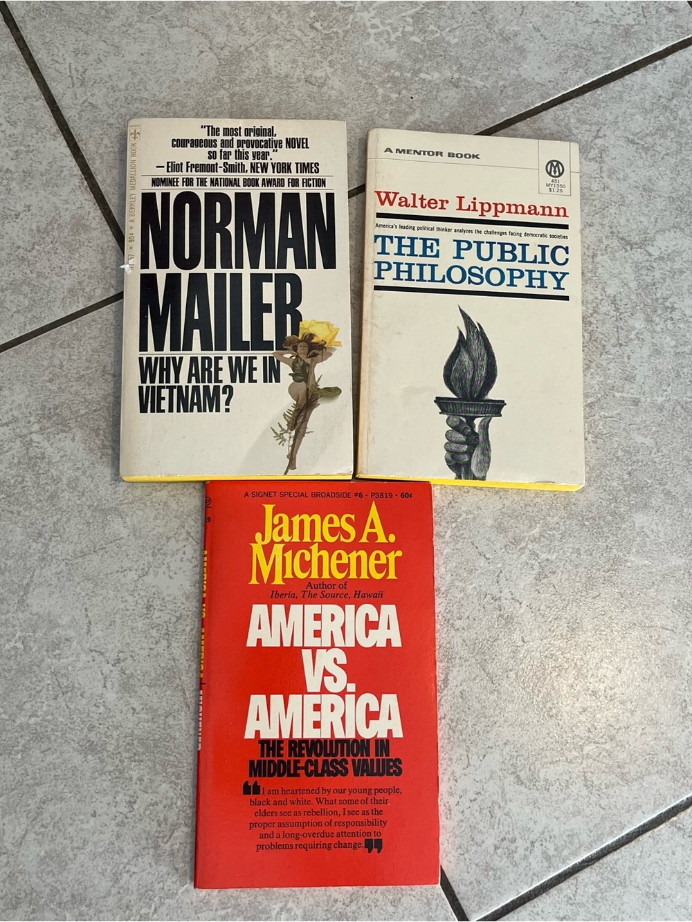 Vintage Mid-Century Political & Social Paperback Lot - Mailer, Michener, Lippman